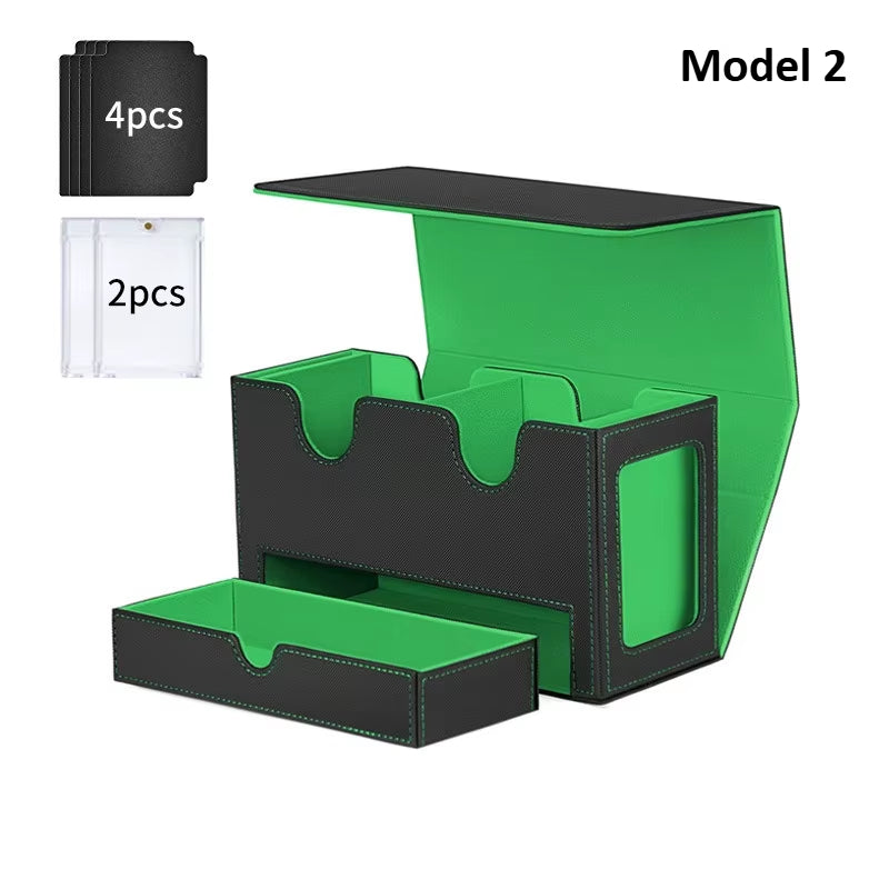 3 In1 Deck Box Sports Card Storage Box Fit 200+ Single Sleeved Card Deck Case for MTG TCG CCG Cards with 4 Dividers 2 Toploaders