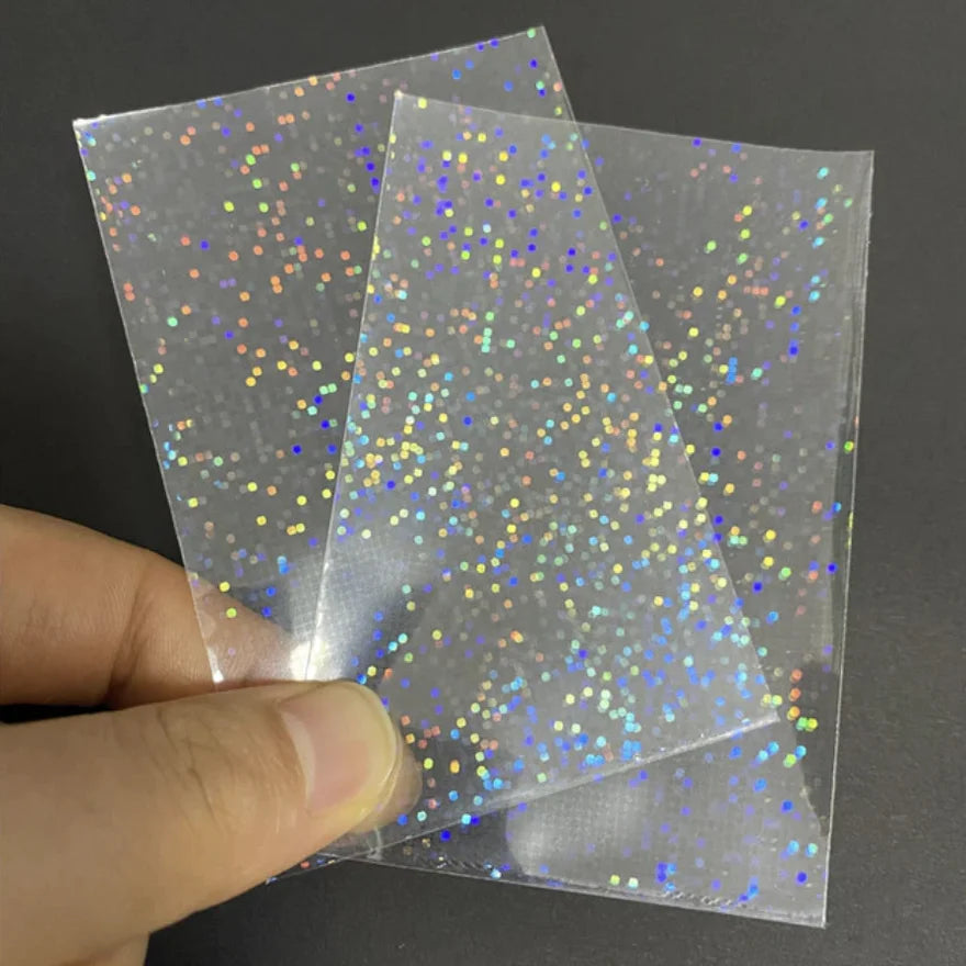 100PCS Holographic Card Sleeves Photcard Protector 65X90Mm for Magic TCG Gaming Cards, Anti-Scratch Glittering Foil Film