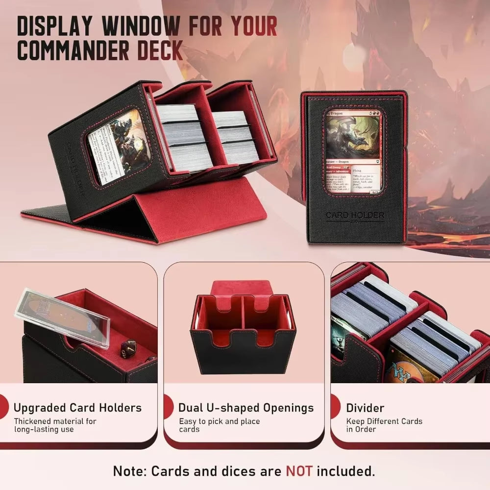 3 In1 Deck Box Sports Card Storage Box Fit 200+ Single Sleeved Card Deck Case for MTG TCG CCG Cards with 4 Dividers 2 Toploaders
