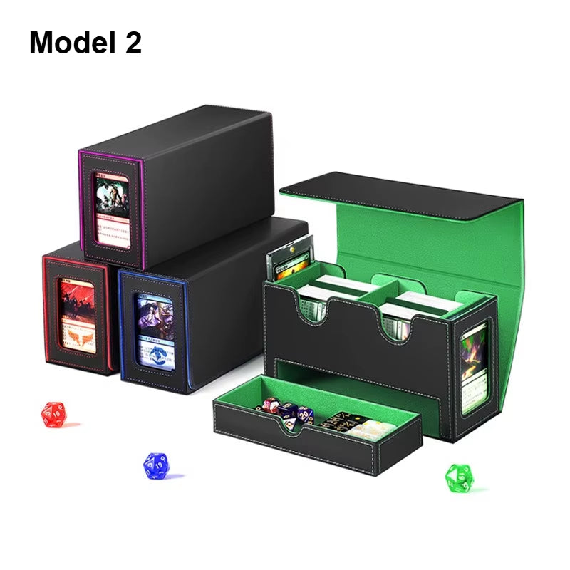 3 In1 Deck Box Sports Card Storage Box Fit 200+ Single Sleeved Card Deck Case for MTG TCG CCG Cards with 4 Dividers 2 Toploaders