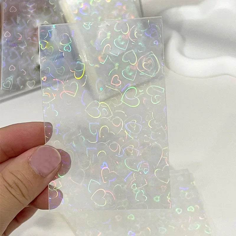 100PCS Holographic Card Sleeves Photcard Protector 65X90Mm for Magic TCG Gaming Cards, Anti-Scratch Glittering Foil Film