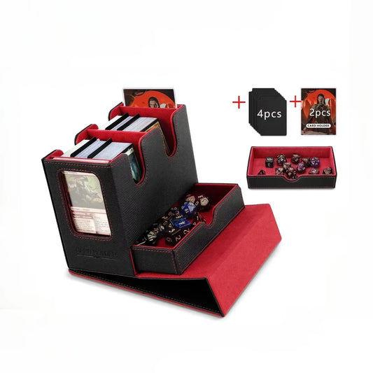 3 In1 Deck Box Sports Card Storage Box Fit 200+ Single Sleeved Card Deck Case for MTG TCG CCG Cards with 4 Dividers 2 Toploaders