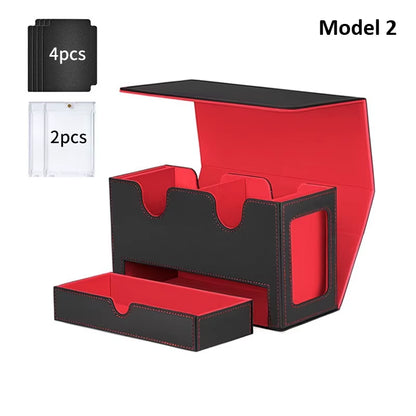 3 In1 Deck Box Sports Card Storage Box Fit 200+ Single Sleeved Card Deck Case for MTG TCG CCG Cards with 4 Dividers 2 Toploaders