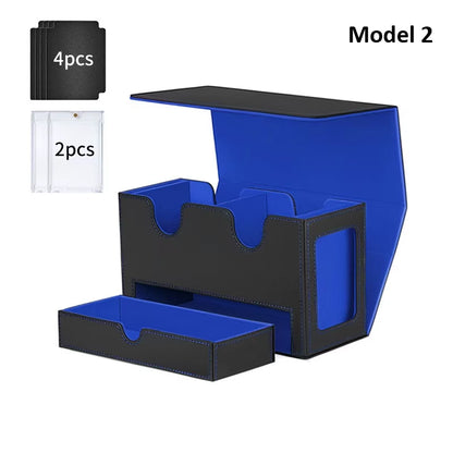 3 In1 Deck Box Sports Card Storage Box Fit 200+ Single Sleeved Card Deck Case for MTG TCG CCG Cards with 4 Dividers 2 Toploaders