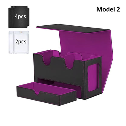 3 In1 Deck Box Sports Card Storage Box Fit 200+ Single Sleeved Card Deck Case for MTG TCG CCG Cards with 4 Dividers 2 Toploaders