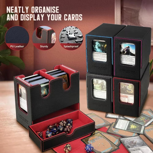 3 In1 Deck Box Sports Card Storage Box Fit 200+ Single Sleeved Card Deck Case for MTG TCG CCG Cards with 4 Dividers 2 Toploaders